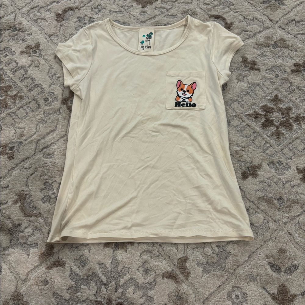 Cream T-Shirt with Corgi Patch